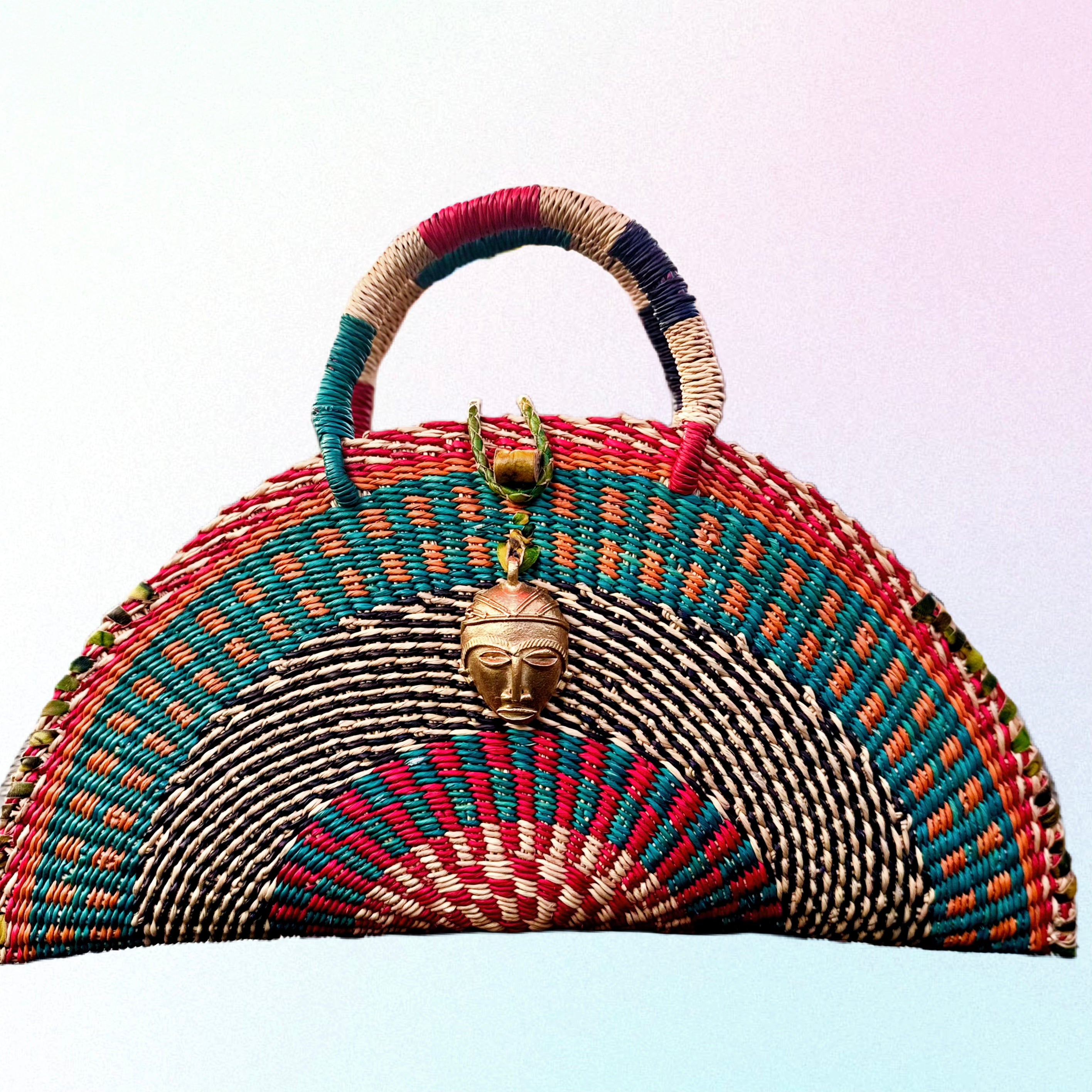 Kongo Mini Handwoven Multicolor half-moon Handbag (Copy)