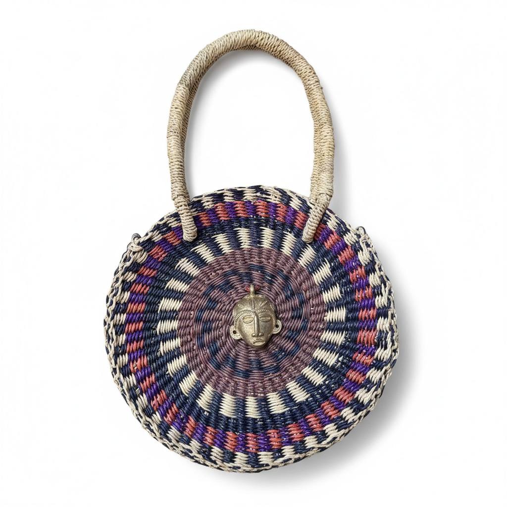 ESENGO Round Handwoven Bag – Indigo Earth Multicolour