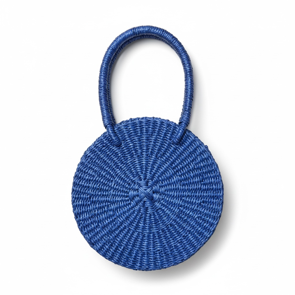 Esengo Round Handwoven Bag – Electric Blue Elephant Grass