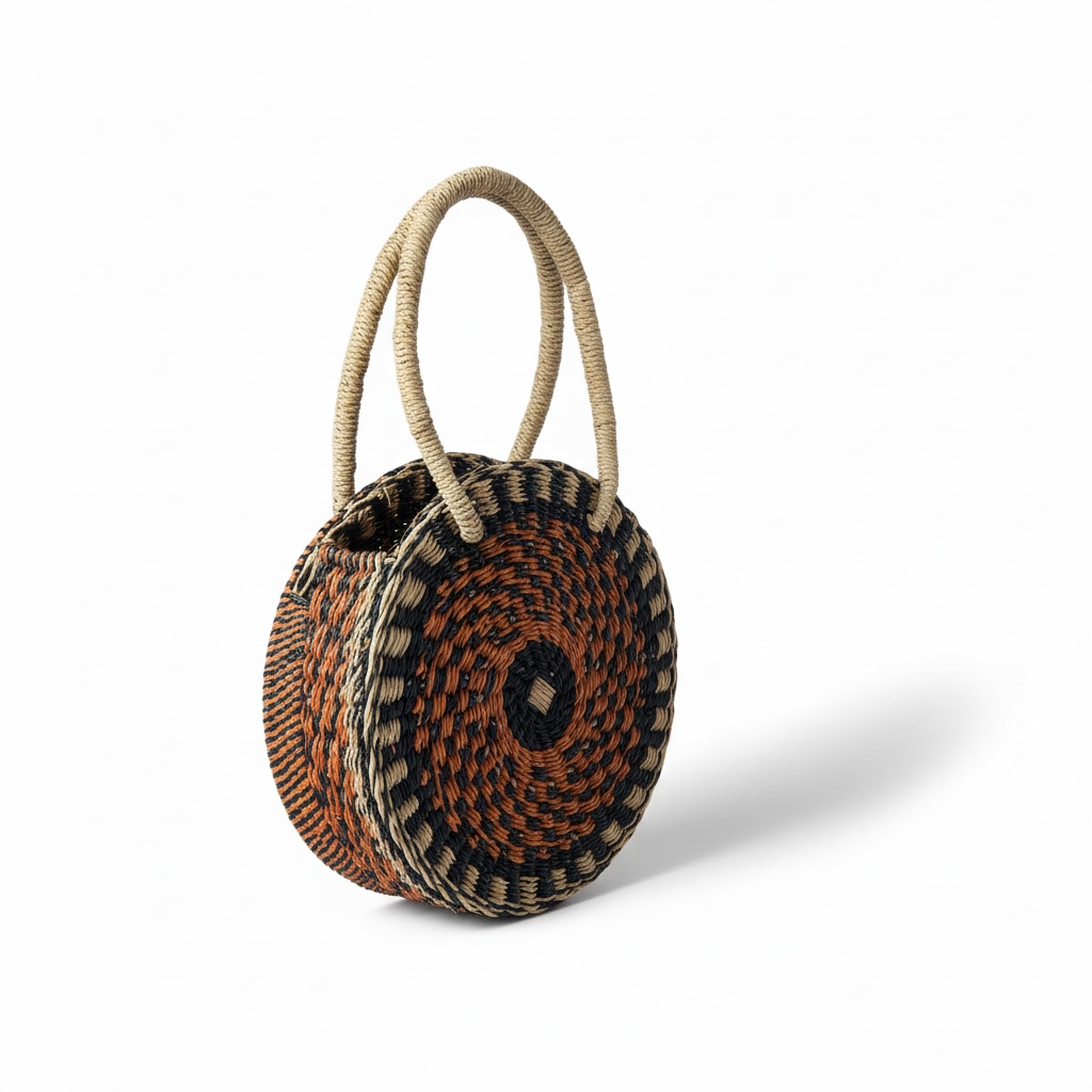 ESENGO Round Handwoven Bag – Earth & Indigo