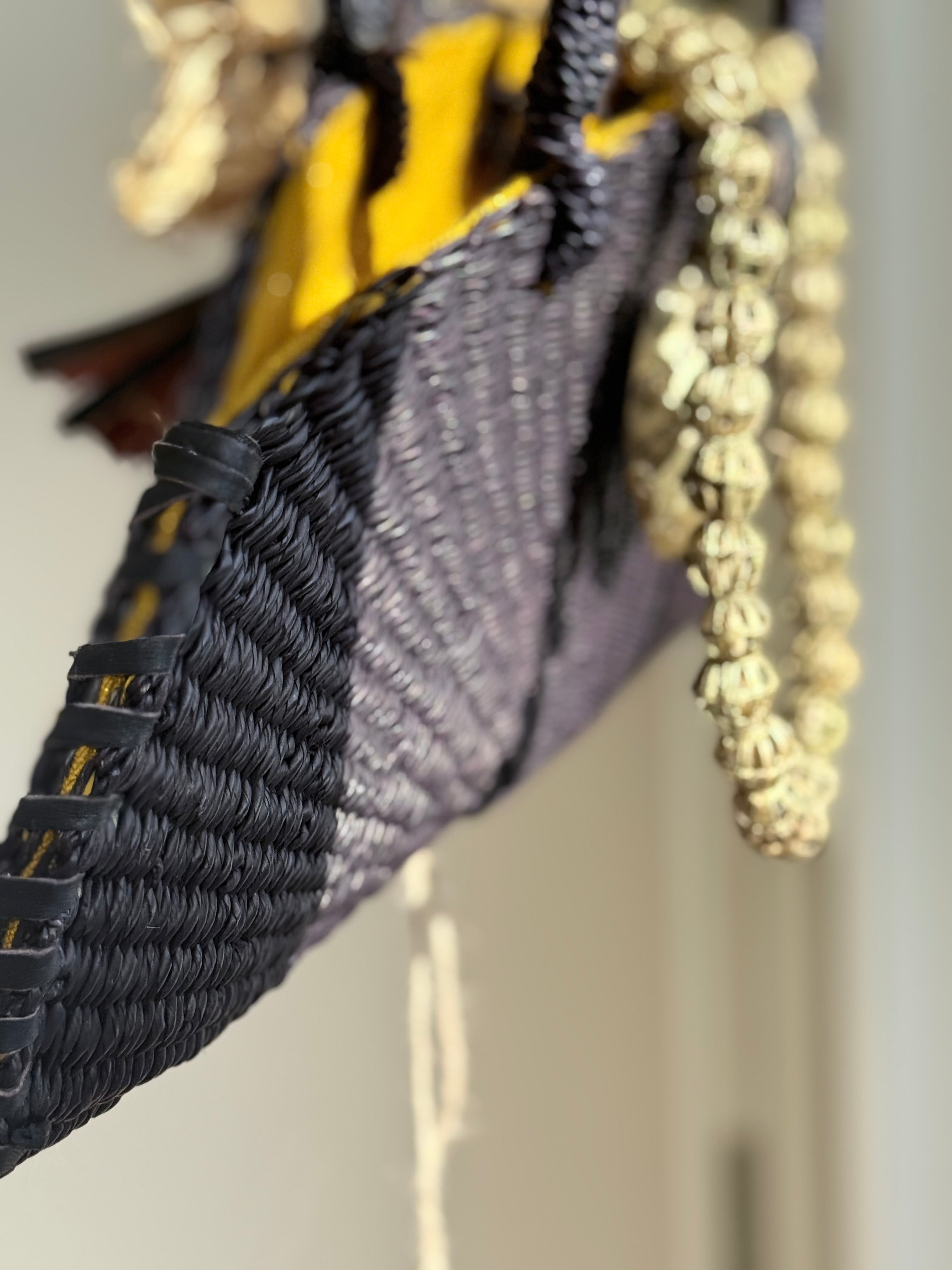 Kongo Half-Moon Handwoven Bag – Midnight Black