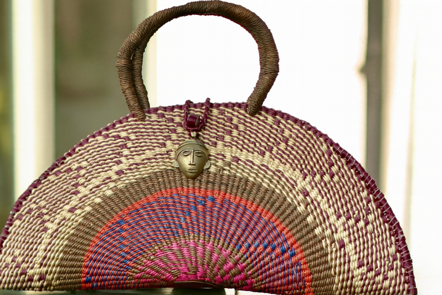 Handwoven Oyster Silhouette Bag, Earth & Berry Tones