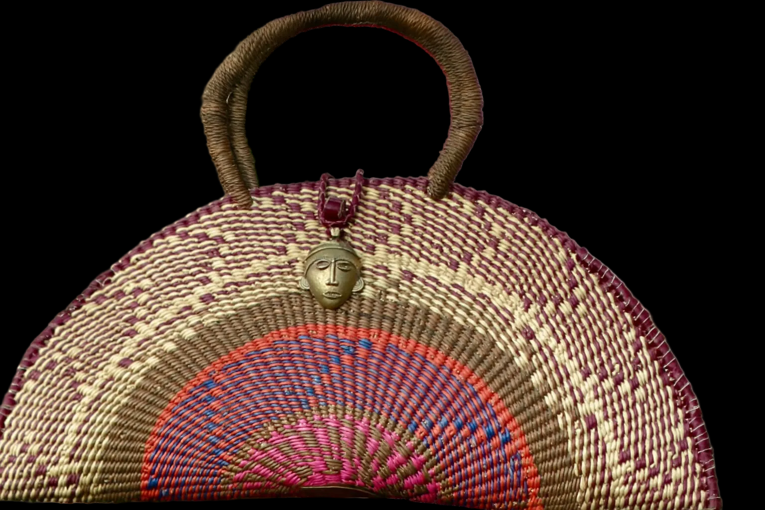 Handwoven Oyster Silhouette Bag, Earth & Berry Tones