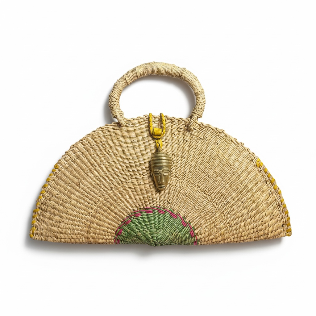 Large KUSANA Half-Moon Handwoven  Bag – Natural Straw