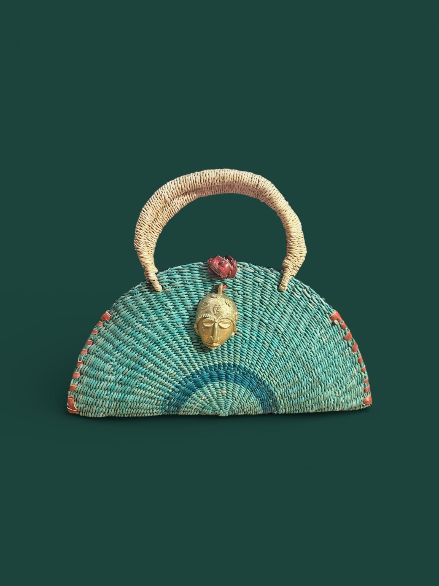 Medium KONGO Emerald Half-Moon Handwoven Bag.