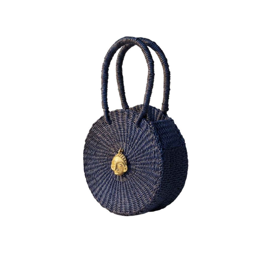Esengo Round Handwoven Bag – Midnight Black Elephant Grass