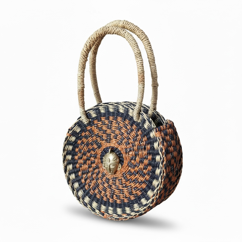 ESENGO Round Handwoven Bag – Earth & Indigo