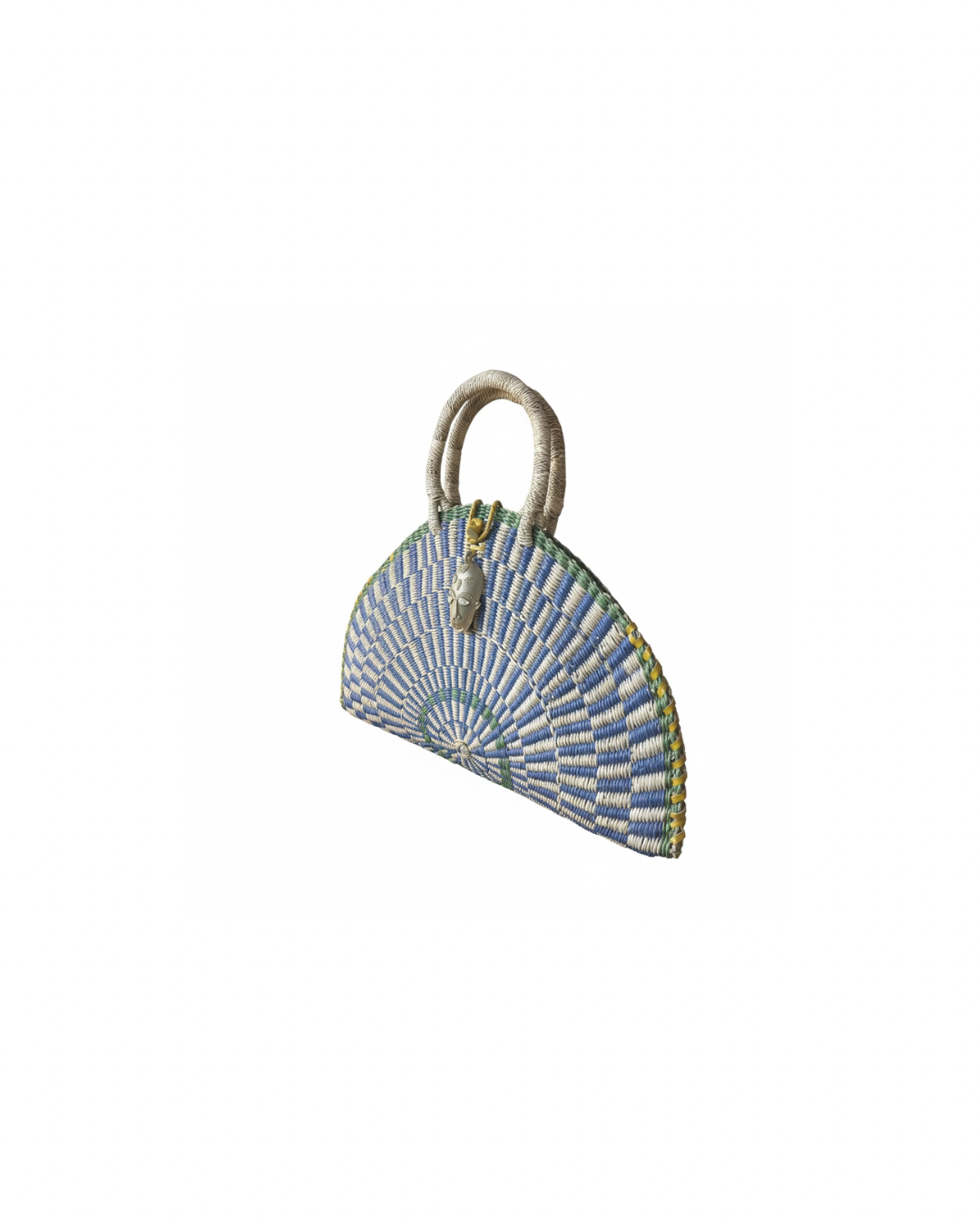 Kusana Large Handwoven Bag — Ocean Blue and Natutal