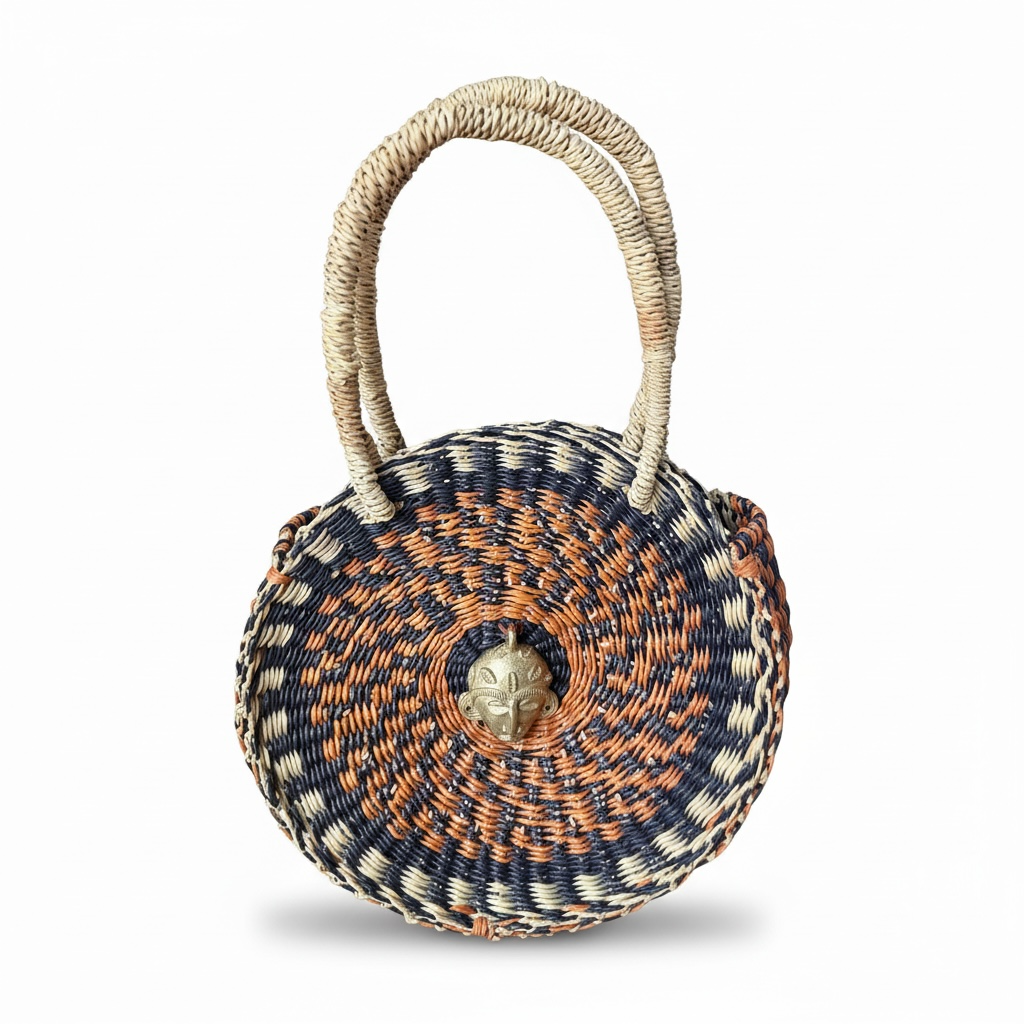 ESENGO Round Handwoven Bag – Earth & Indigo