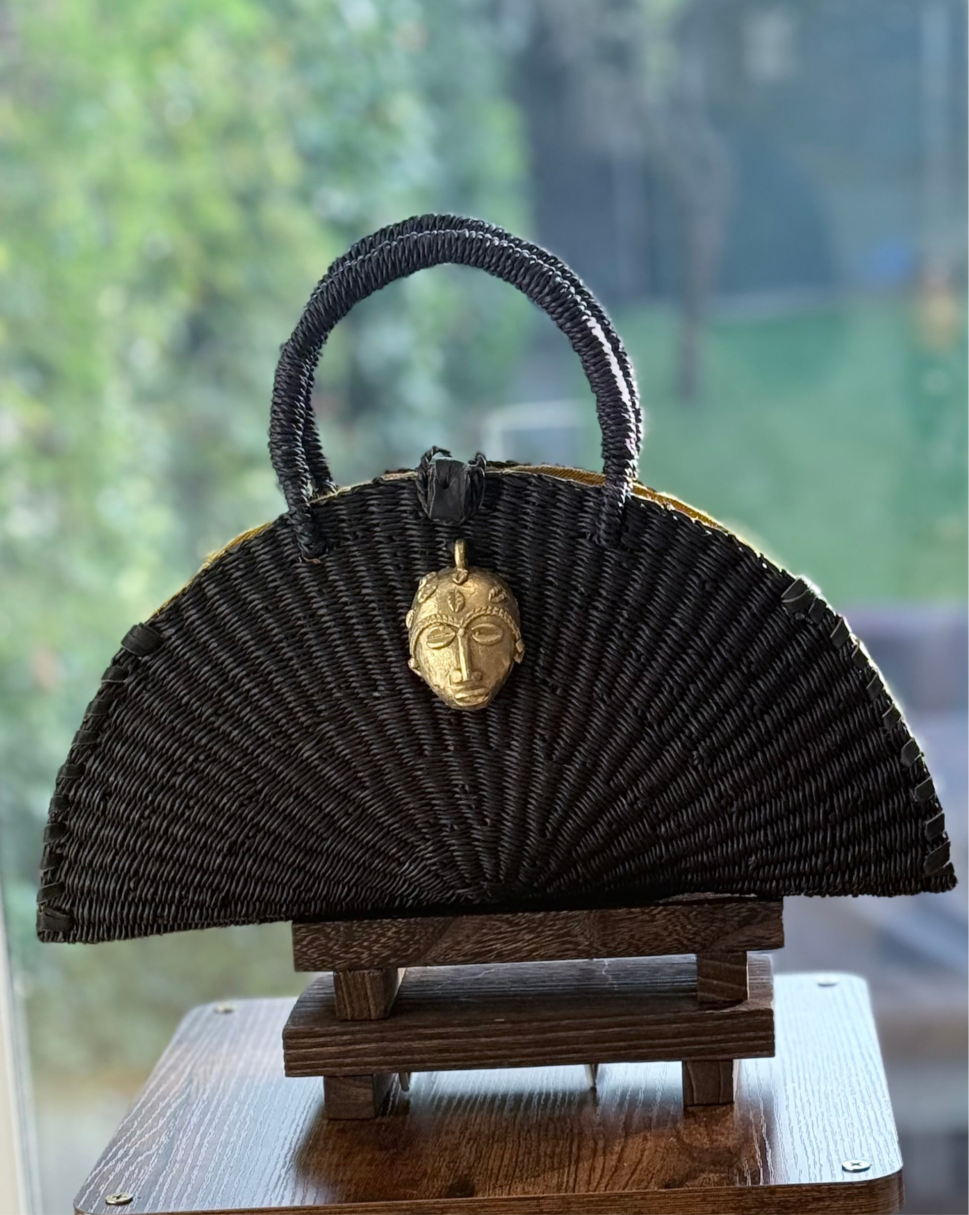 Kongo Half-Moon Handwoven Bag – Midnight Black