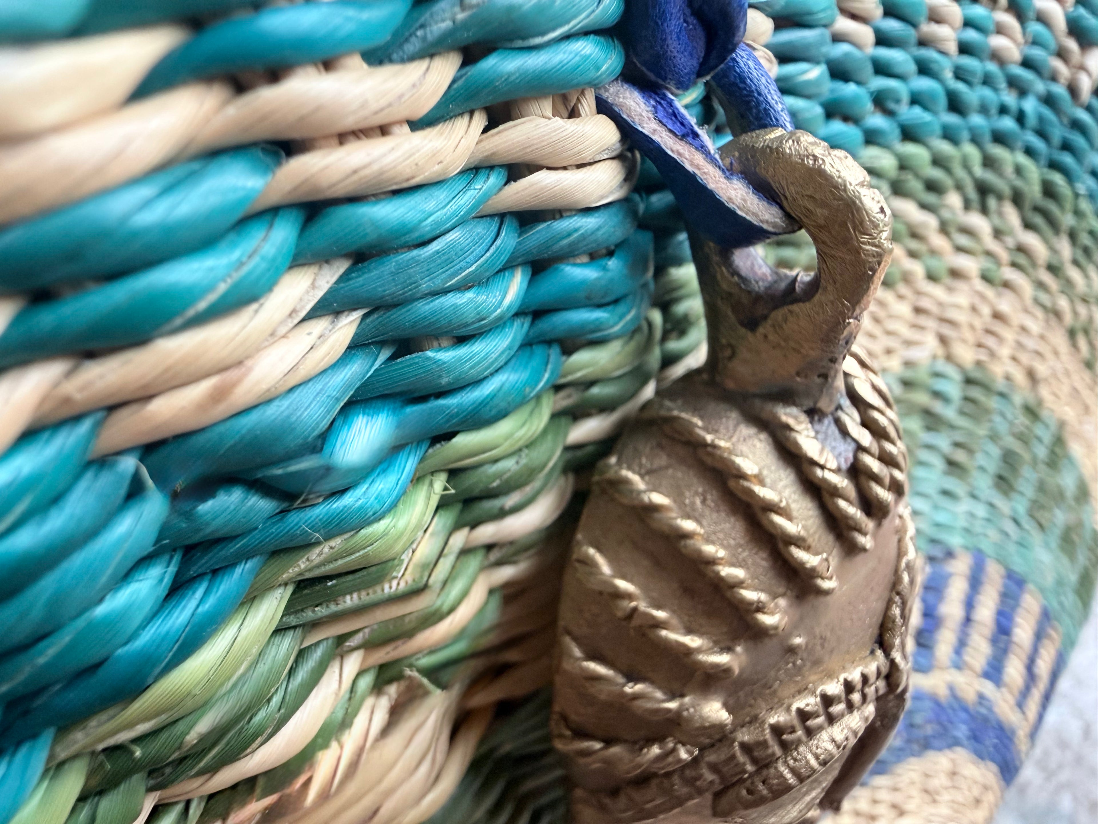 Half-Moon Heritage Handwoven Bag with Brass Mask