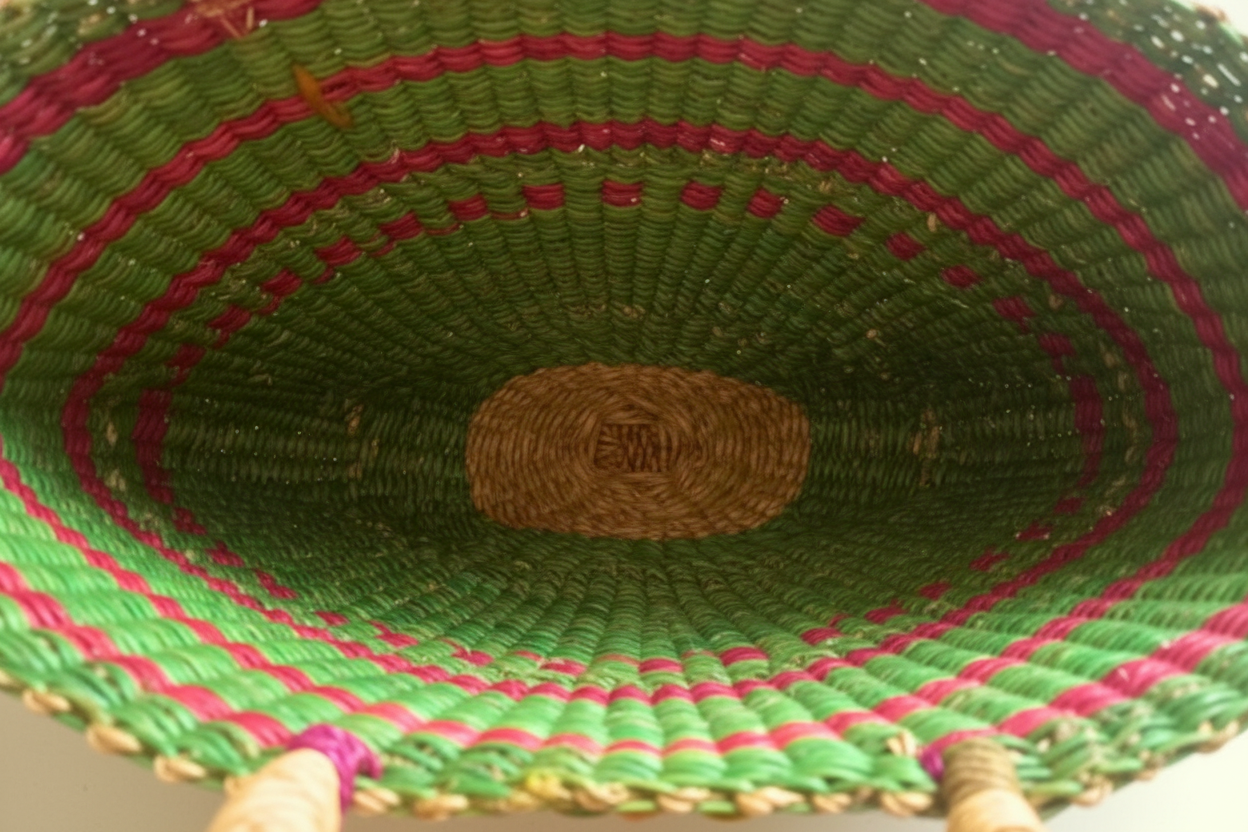 1. Large Kusana — Forest & Raspberry Handwoven Bag