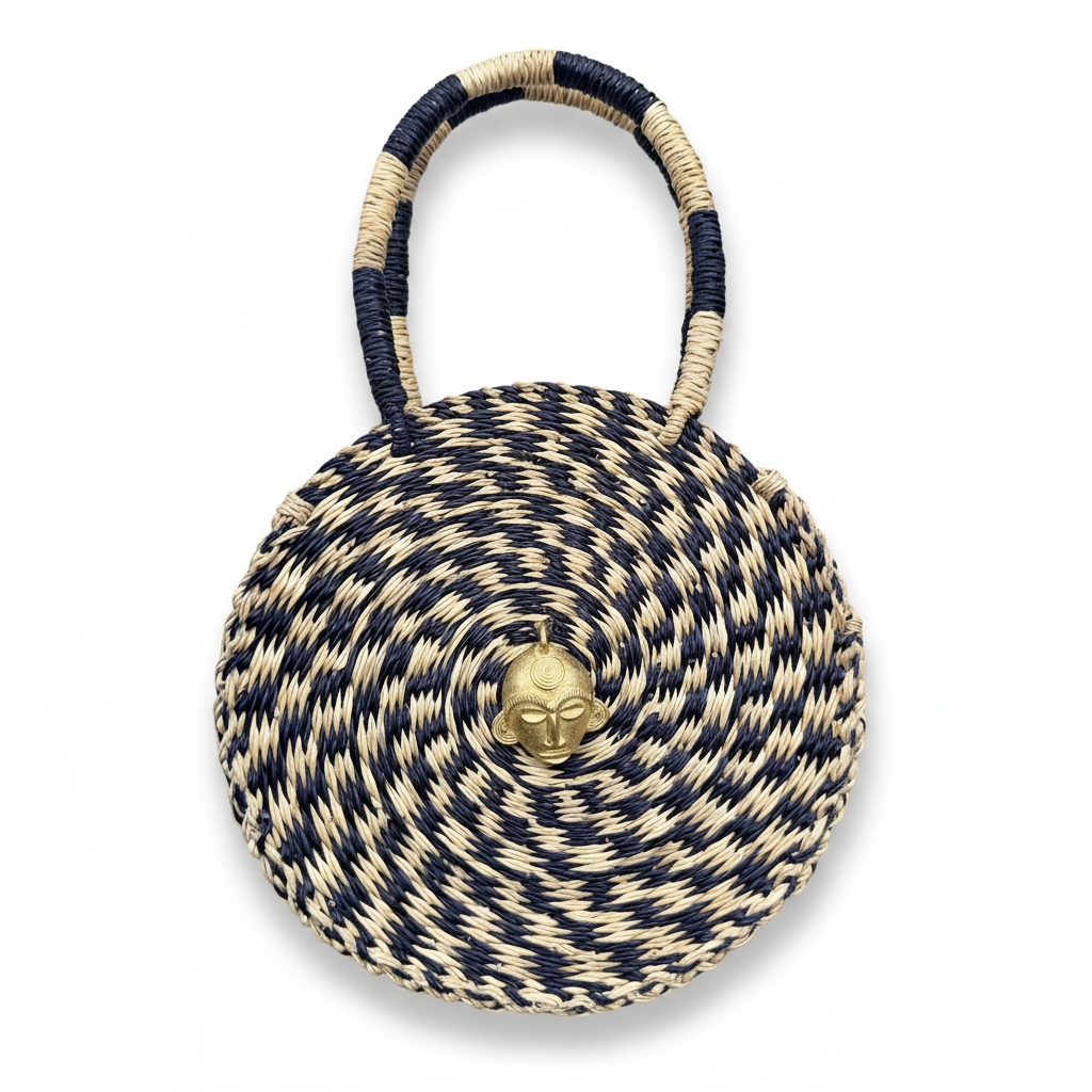Esengo Round Indigo Weave Bag