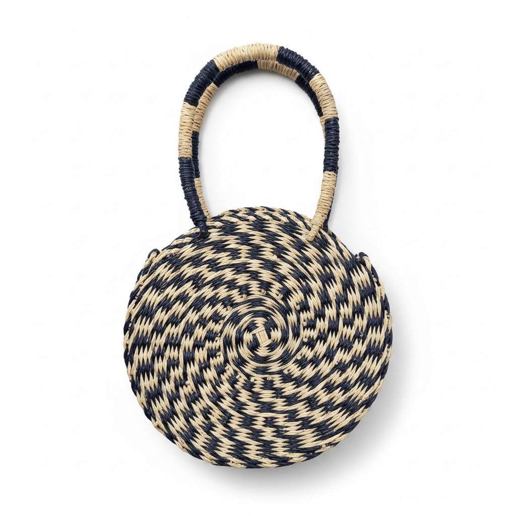 Esengo Round Indigo Weave Bag