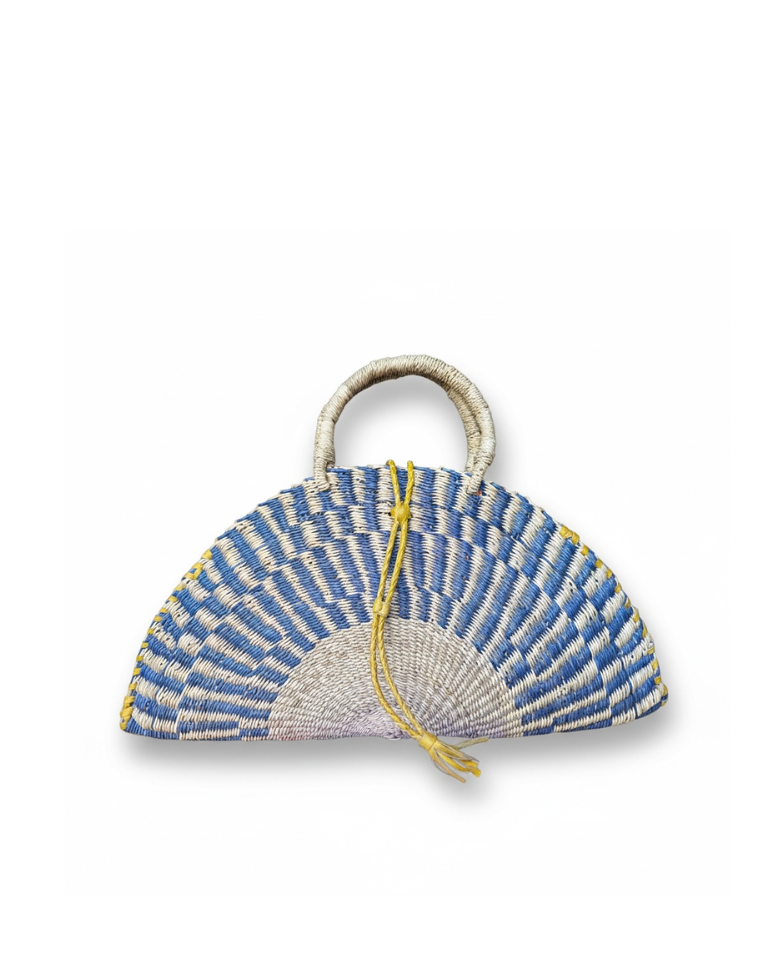 Kusana Large Handwoven Bag — Sky Blue and Natural