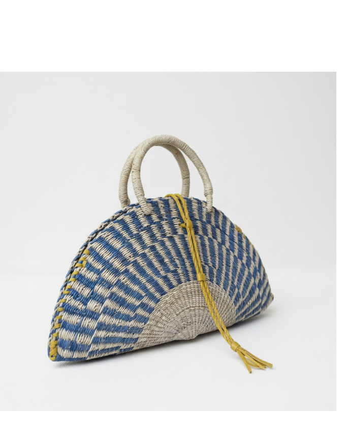 Kusana Large Handwoven Bag — Sky Blue and Natural