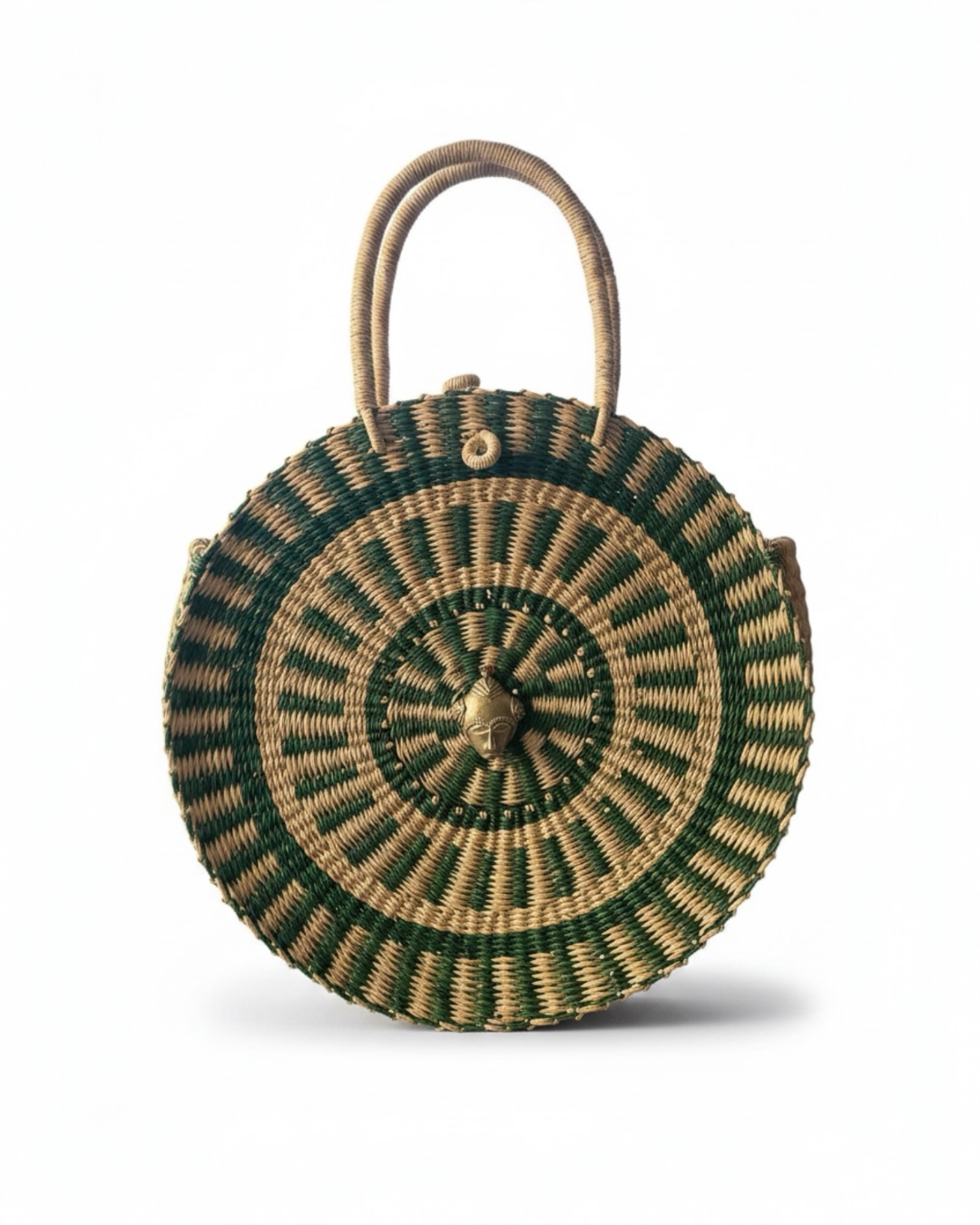 Esengo Grande Evergreen-Handwove basket bag.