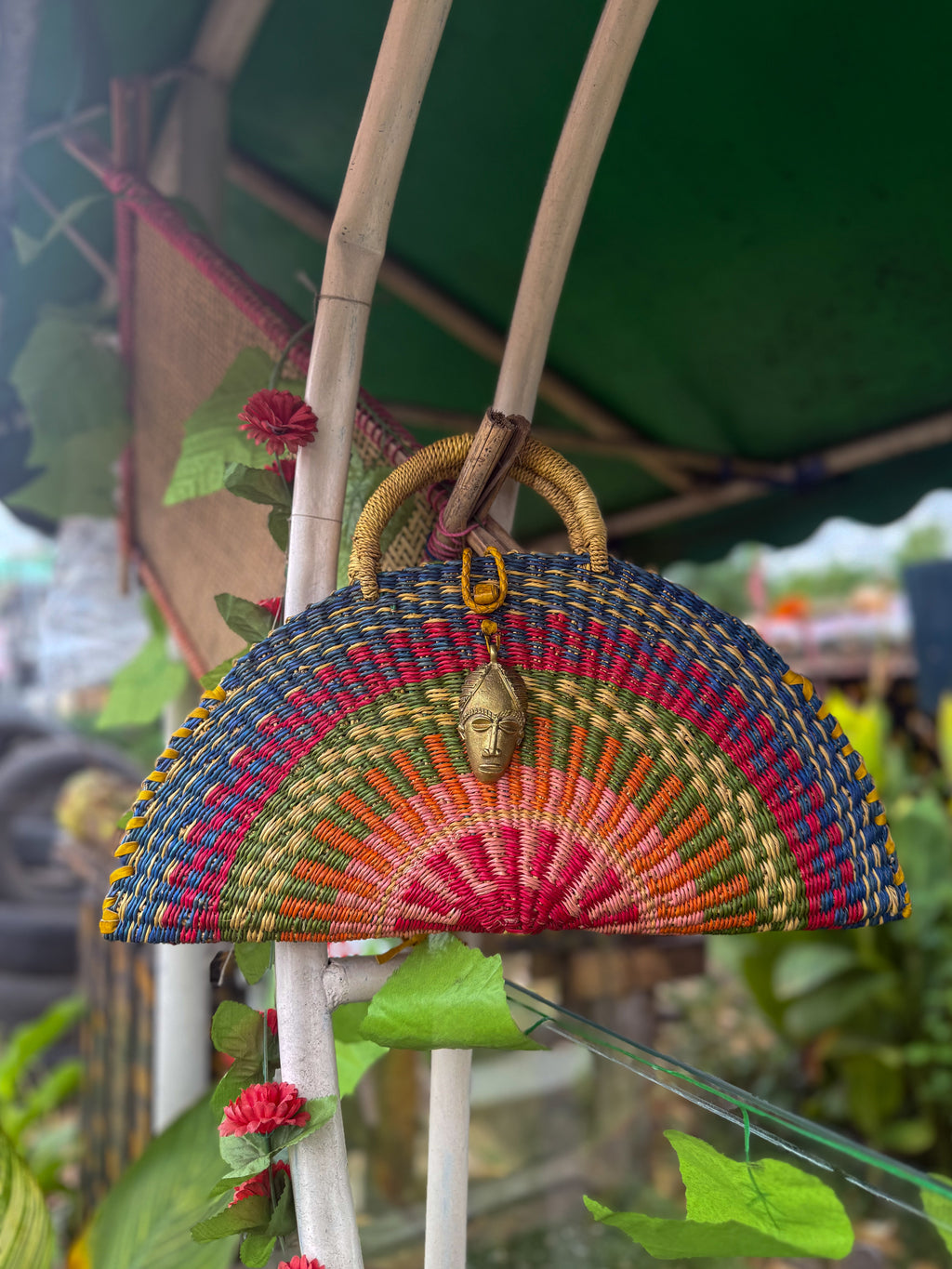 Kongo Rainbow Handwoven Fan Clutch