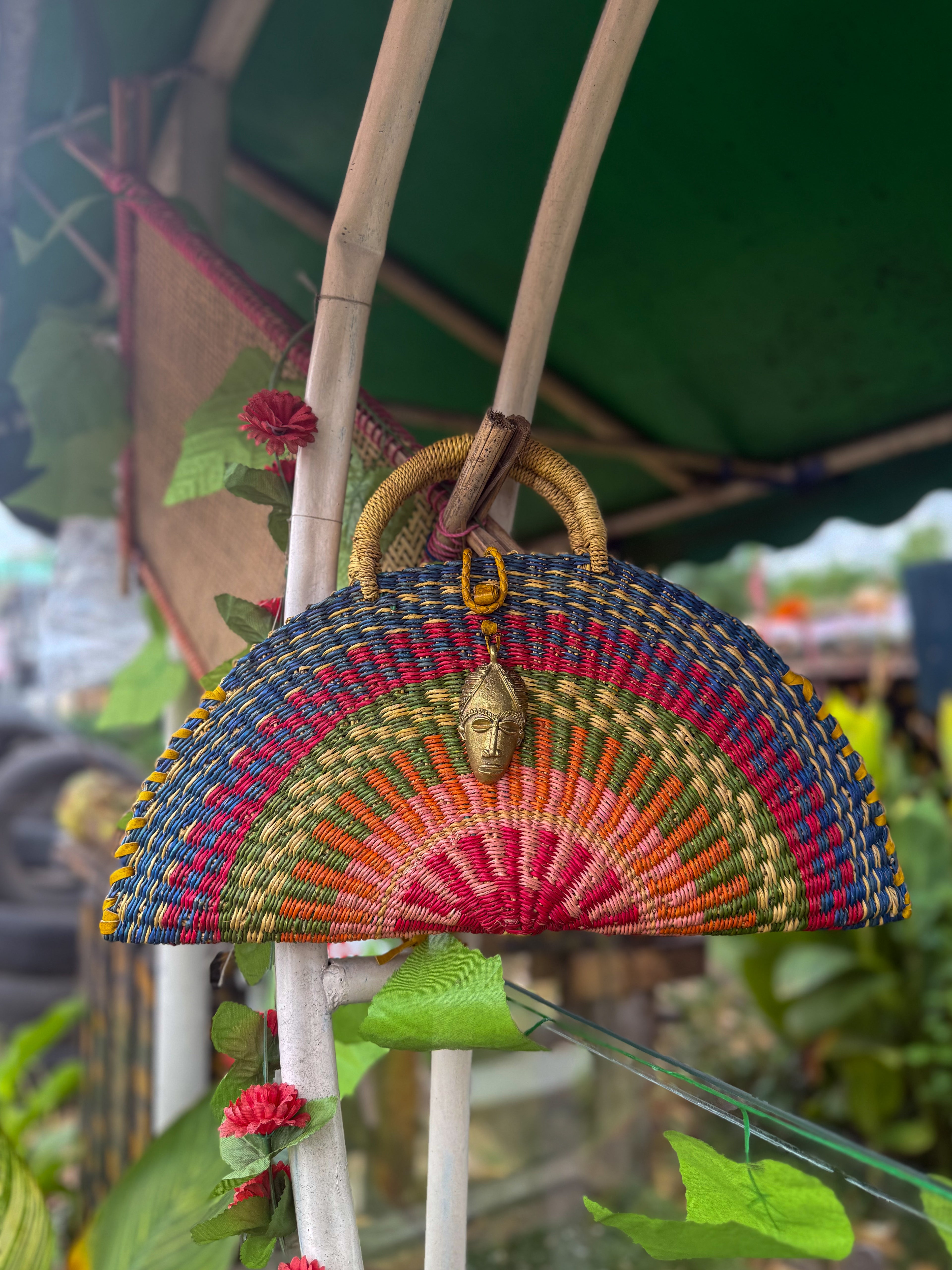 Kongo Rainbow Handwoven Fan Clutch