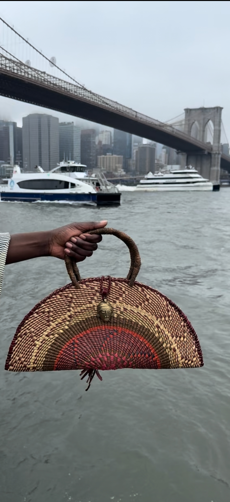 Handwoven Oyster Silhouette Bag, Earth & Berry Tones