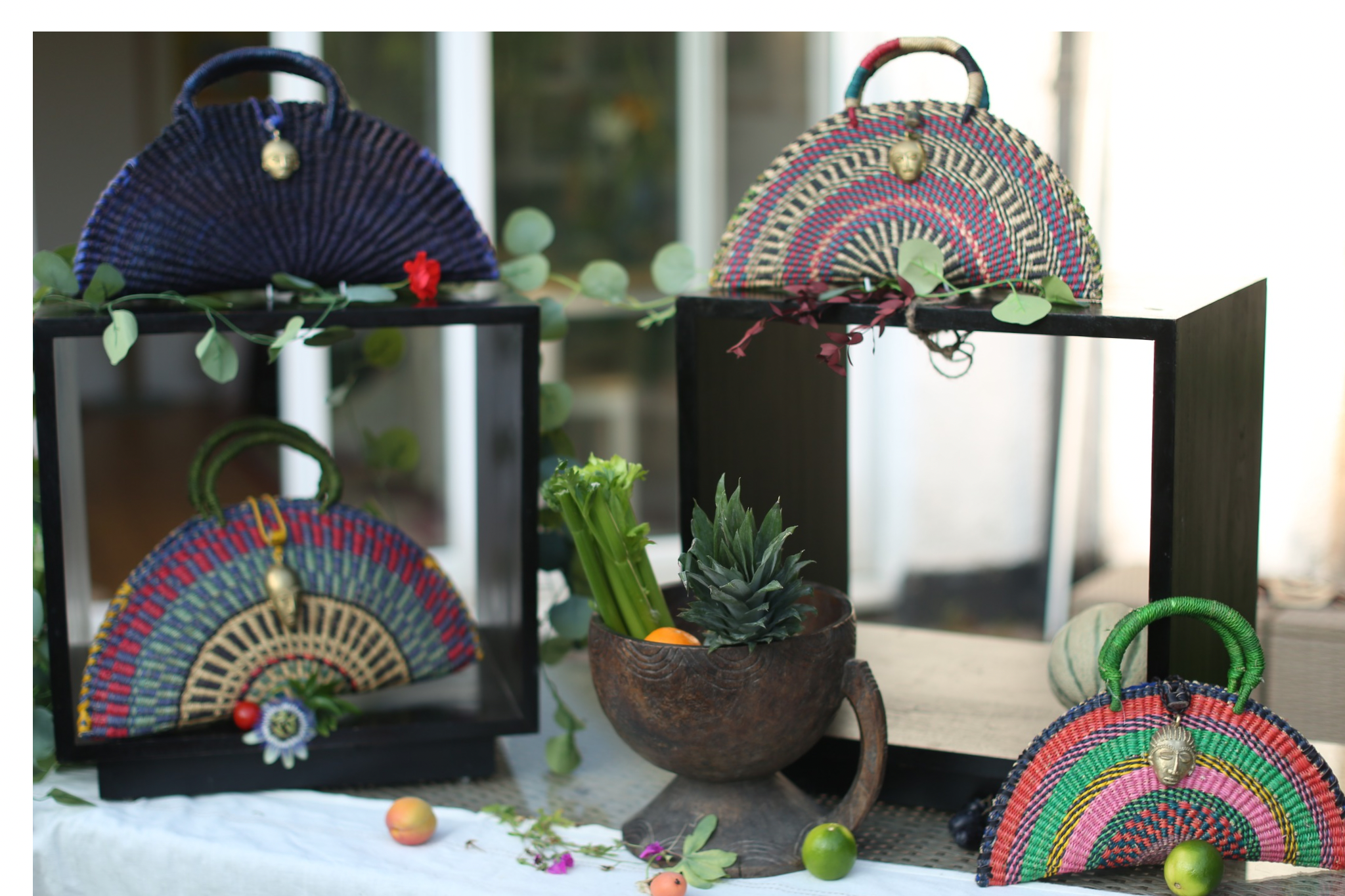 Rainbow Handwoven Fan Bag